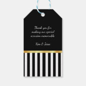 Elegante goldene Streifen schwarz und weiß mit Nam Geschenkanhänger (Rückseite)