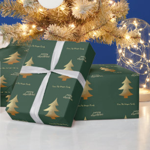 Elegante goldene Tanne grüner Frohe Weihnachten Geschenkpapier