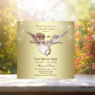 Elegante goldene Taube In Loving Memory Gedenkfeie Einladung