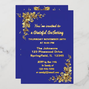 Elegante Goldene Thanksgiving-Folie-Einladung Folieneinladung
