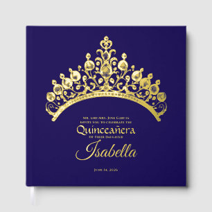 Elegante goldene Tiara-Krone Quinceañera Geburtsta Gästebuch