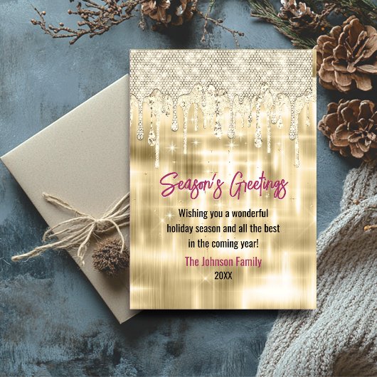 Elegante goldene Tropfen Glitzer Weihnachten Neues