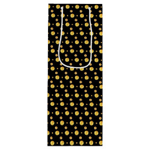 Elegante goldene Tupfen auf Schwarz Geschenktüte Für Weinflaschen