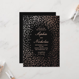 Elegante goldene Tupfen. Moderne schwarze Hochzeit Einladung