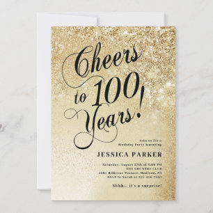 Elegante Goldene Überraschung 100. Geburtstag Einladung