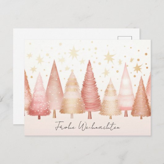 Elegante goldene und grüne Weihnachtsbäume Postkarte (Vorne/Hinten)