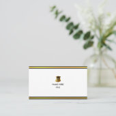 Elegante, goldene und schwarze Streifen auf Weiß Visitenkarte (Stehend Vorderseite)