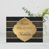 Elegante, goldene und schwarze Wiedersehen Einladung (Stehend Vorderseite)