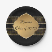 Elegante, goldene und schwarze Wiedersehen Pappteller (Vorderseite)