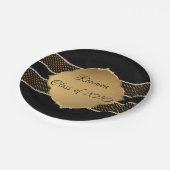 Elegante, goldene und schwarze Wiedersehen Pappteller (Schrägansicht)