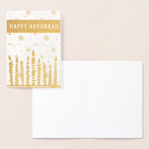Elegante goldene und weiße Chanukka-Kerzen Folienkarte