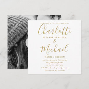 Elegante Goldene Unterschrift Schrift Hochzeitsfot Einladung