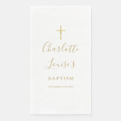Elegante Goldene Unterschrift Taufskript Serviette (Vorderseite)