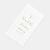 Elegante Goldene Unterschrift Taufskript Serviette (Ecke)