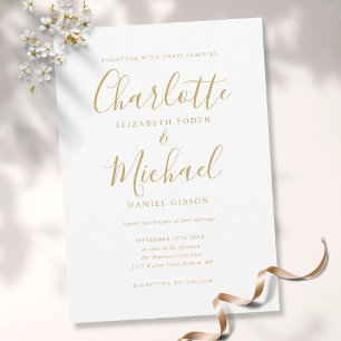 Elegante Goldene Unterschriften-Schrift Hochzeitse Einladung
