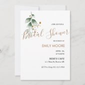 Elegante goldene Vegetation Moderne Braut Einladung (Vorderseite)