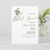 Elegante goldene Vegetation Moderne Braut Einladung (Stehend Vorderseite)