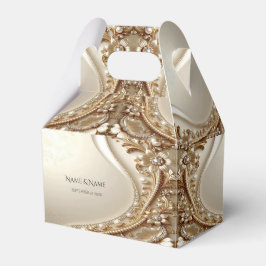 Elegante goldene verzierte Blumen-Geschenkbox Geschenkschachtel