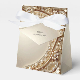 Elegante goldene verzierte Blumen-Geschenkbox Geschenkschachtel