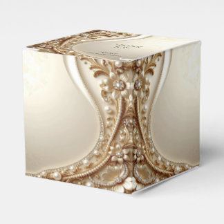 Elegante goldene verzierte Blumen-Geschenkbox Geschenkschachtel