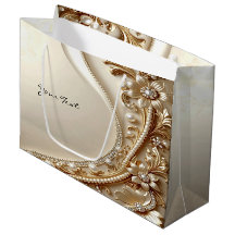 Elegante goldene verzierte Blumen-Geschenktasche