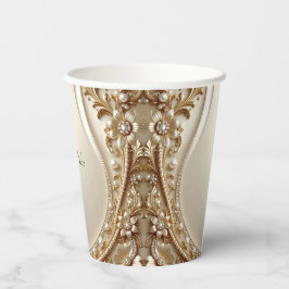Elegante goldene verzierte Blumen-Papierbecher Pappbecher
