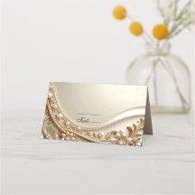 Elegante goldene verzierte Blumen-Platzkarte