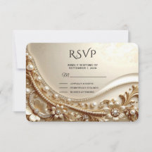 Elegante goldene verzierte Blumen-RSVP-Karte