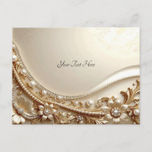 Elegante goldene verzierte Blumenpostkarte