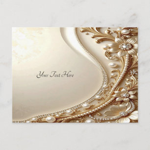 Elegante goldene verzierte Blumenpostkarte Postkarte