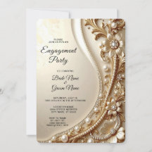 Elegante goldene verzierte Blumenverlobung