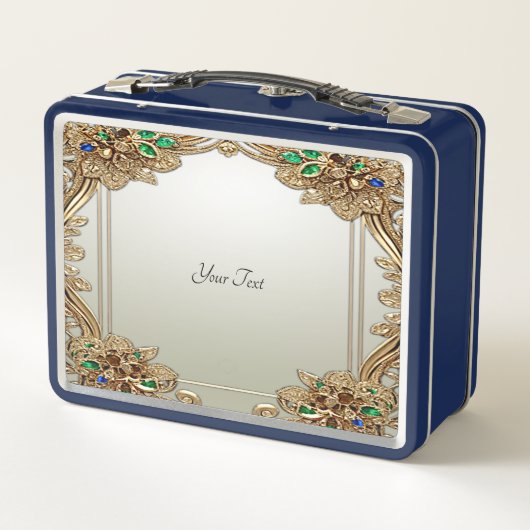 Elegante goldene verzierte Lunchbox (Rückseite)