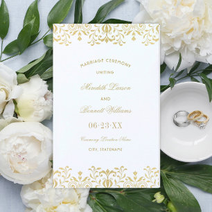 Elegante goldene Vintage-Hochzeitsprogramme im Gla