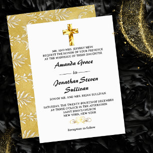 Elegante goldene Weihnachtsabend-Christen-Kreuz-Ho Einladung