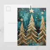 Elegante goldene Weihnachtsbäume  Postkarte (Vorne/Hinten)