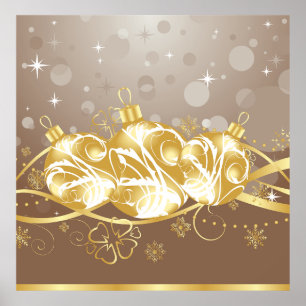 Elegante goldene Weihnachtsdekorationen und Glitte Poster