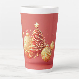 Elegante goldene Weihnachtsdekorationen und Schnee Milchtasse