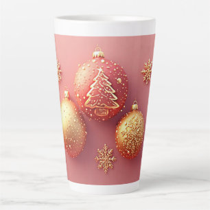 Elegante goldene Weihnachtsdekorationen und Schnee Milchtasse