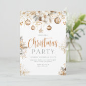 Elegante Goldene Weihnachtsfeier Einladung (Stehend Vorderseite)