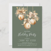 Elegante Goldene Weihnachtsfeier Einladung (Vorderseite)