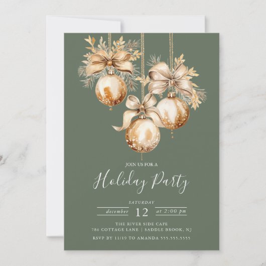 Elegante Goldene Weihnachtsfeier Einladung (Vorderseite)