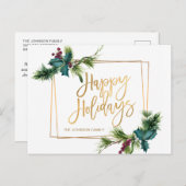 Elegante Goldene Weihnachtsfeier Postkarte (Vorne/Hinten)