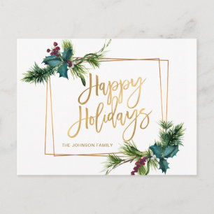 Elegante Goldene Weihnachtsfeier Postkarte