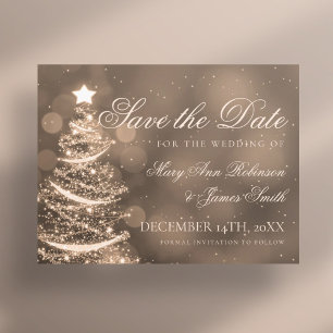Elegante goldene Weihnachtsfeiern retten das Datum Ankündigungspostkarte