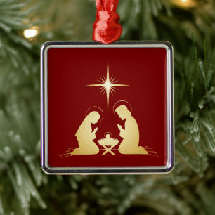 Elegante Goldene Weihnachtskrippe Moderne christ Ornament Aus Metall