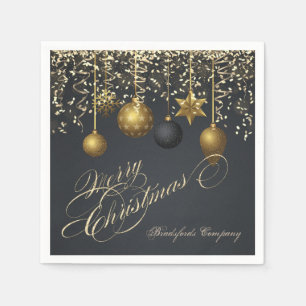 Elegante goldene Weihnachtskugeln, goldenes Konfet Serviette