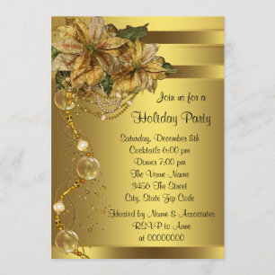Elegante Goldene Weihnachtsparty mit Weihnachtsste Einladung
