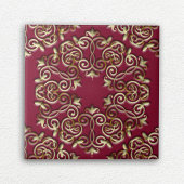 Elegante Goldene Wirbel und Kurven über Burgund Ro Fliese