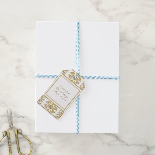 Elegante goldene Ziergrenze mit Diamantakzent Geschenkanhänger (Mit Garn)