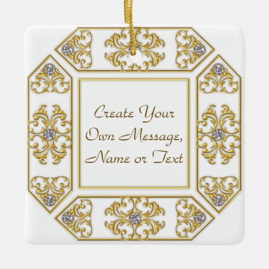 Elegante goldene Ziergrenze mit Diamantakzent Keramikornament (Vorderseite)